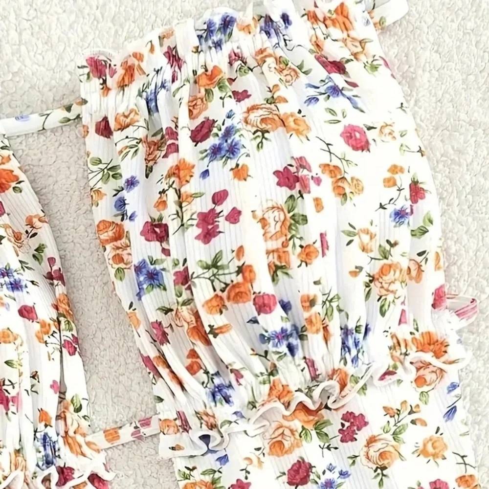 Women’s One Piece Cut-Out Floral Strapless Baithing Suit Size M - Picture 6 of 6